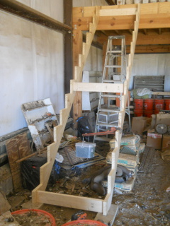 Barn Loft Stairs Stringer in Place