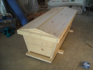 Homemade Top Bar Bee Hive with Lid On