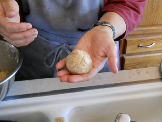 Simple Bread Rolls Starting to Form Roll