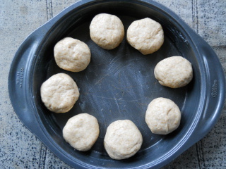 Simple Bread Rolls in Pan Ready to Rise
