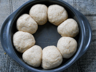 Simple Bread Rolls in Pan After Rising
