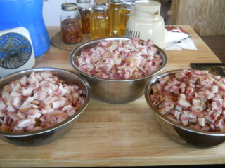 Bowls of Bacon Pieces