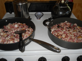 Pan Cooking Bacon Pieces