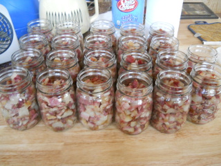 Jars of Bacon Ready for Pressure Canning