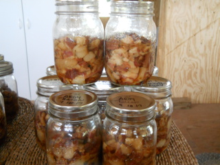 Jars of Pressure Canned Bacon Pieces
