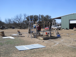 Working to Remove Chicken Tractor Penthouse Section