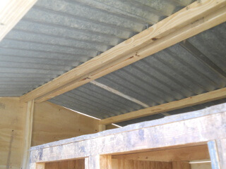 Inside View of Chicken Tractor Roofing Tin