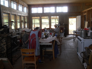 More of Ladies Processing Pumpkin & Sewing