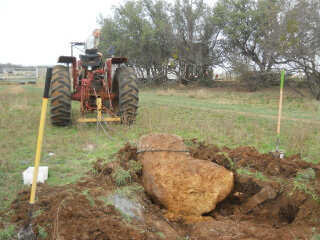 Big Rock Stood Up in Fire Pit