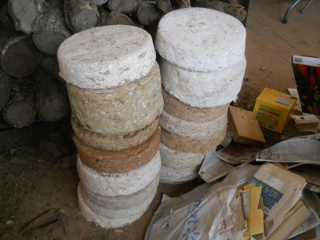 Stack of Compressed Paper Bricks