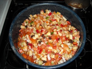 Tomato-Apple Chutney Ingredients Ready for Cooking