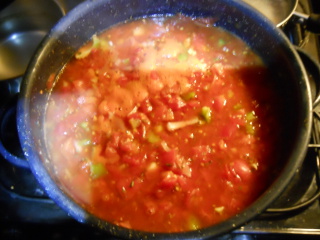 Spring Garden 2012 Tomatoes Simmering to Become Tomato Sauce