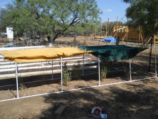 Garden Bed PVC Pipe Shader with Blanket Covers in Place