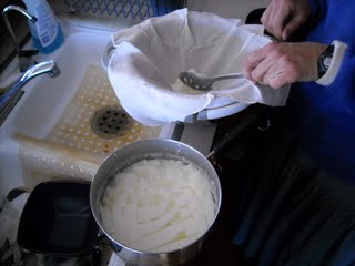 Goat Milk Cheese Spooning to Handkerchief