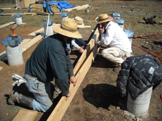 Placing Second 2x10 in Foundation Built-up Beam