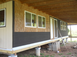 House West Side Lower Siding Ledger Board & Partial Tar Paper