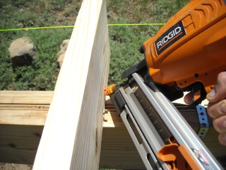 Toe-Nailing Floor Joist with Nail Gun