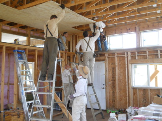 House Putting Up More Great Room Ceiling Panels