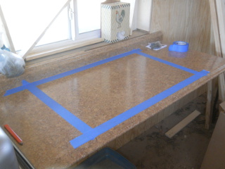 Tape Laid Out for Kitchen Sink