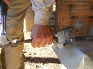 Using Rebar to Hammer into Place a Foundation Beam Overhang Support Bracket