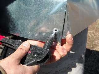 Setting the Rivet in the Concrete Pier Homemade Termite Shield