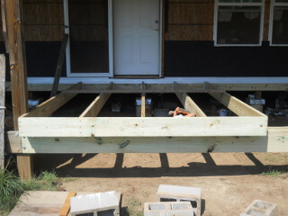 Porch Joists in Place with Outside Header