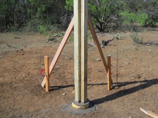 Porch Post in Set in Concrete with Braces and Tube Footer Set