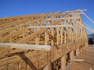 House Roof Gabled Overhang Braces Diagonal View