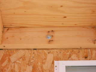 Porch Roof Header Board Bolted to Wall Studs