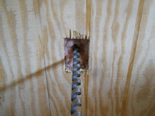 Drilling Hole Through Wall Through Cut Out Square in Internal Wall