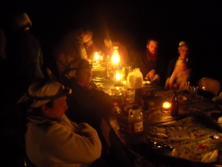 Fellowship Around Supper Table at Mark and Tracy Betrothal Party