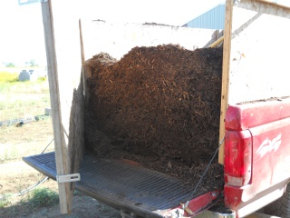 Truck Bed Mulch Carrier with Removable Back Swung Open