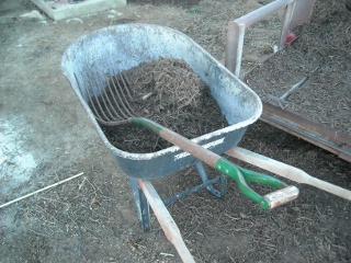 Hay Pitchfork and Tools for Laying Landscaping Mulch