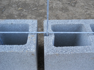 Cattle panel placed in cinder block groove