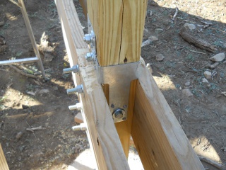 Another View of New Porch Post Strapped in Place