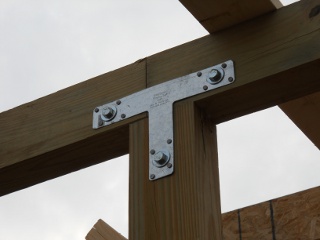 Porch Cross Beams Joined with T-Strap