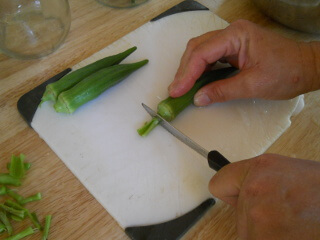 Cutting Ends Off of Okra