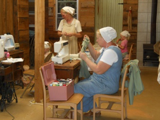 Ranchfest Ladies Working on Sewing Projects for the Bunker Family