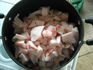 Cutting Up Pig Fat