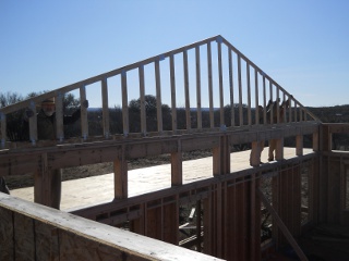 House Roof Trusses First End Truss in Place