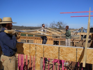 House Roof Truss Moved into Position