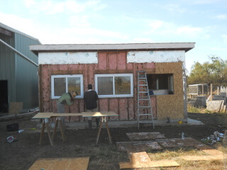 Summer Kitchen Window Removed, First OSB in Place
