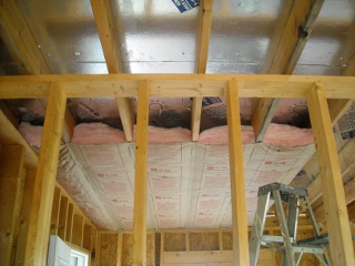 Summer Kitchen Ceiling Insulation Showing Air Space for Venting