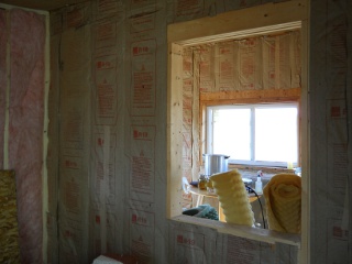 Summer Kitchen Main cross wall Insulated--View from Piano Room