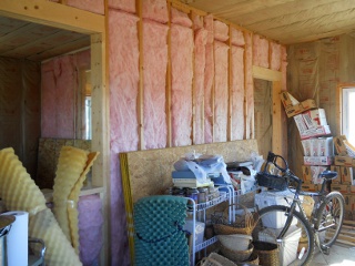 Summer Kitchen Main cross wall Insulated--View from Main Room