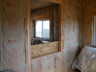 Summer Kitchen New cross wall Added and Insulated--View from Pantry