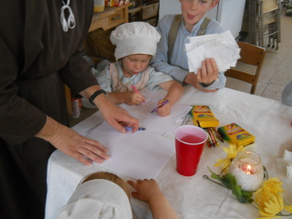 Sue & Children Working on Crafts