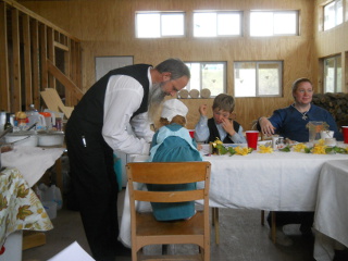 David & Children Working on Crafts