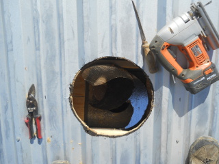 Roof Stove Pipe Hole Cut